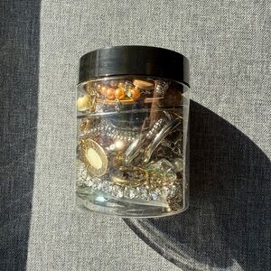 Silver and Gold Tone Mystery Jewelry Jar
